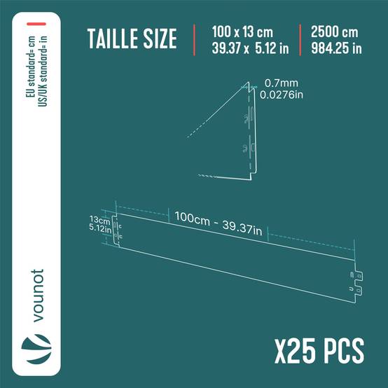 Vounot - Lot de 25 Bordure de jardin en métal galvanisé flexible 100x13cm - clôture gazon antirouille 25m - VOUNOT® - Image 3