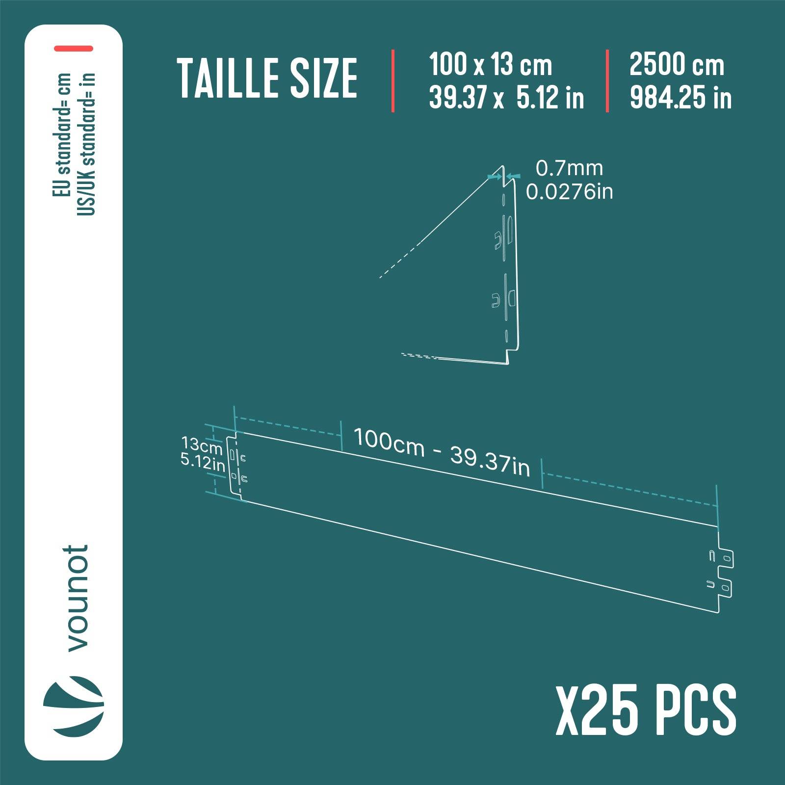 Vounot - Lot de 25 Bordure de jardin en métal galvanisé flexible 100x13cm - clôture gazon antirouille 25m - VOUNOT® - Image 3