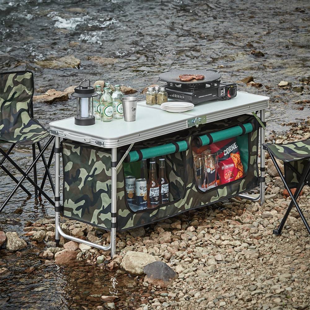 Sobuy - Table de Camping avec Sac de Rangement Pliable et Amovible Placards de Camping Table de Jardin 3 hauteurs L 120 x I 47 x H (54/62/70) cm SoBuy - Imagen 2