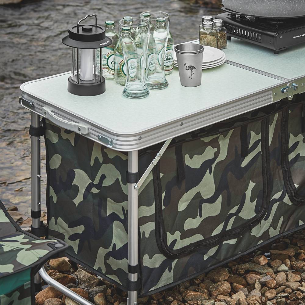 Sobuy - Table de Camping avec Sac de Rangement Pliable et Amovible Placards de Camping Table de Jardin 3 hauteurs L 120 x I 47 x H (54/62/70) cm SoBuy - Imagen 4