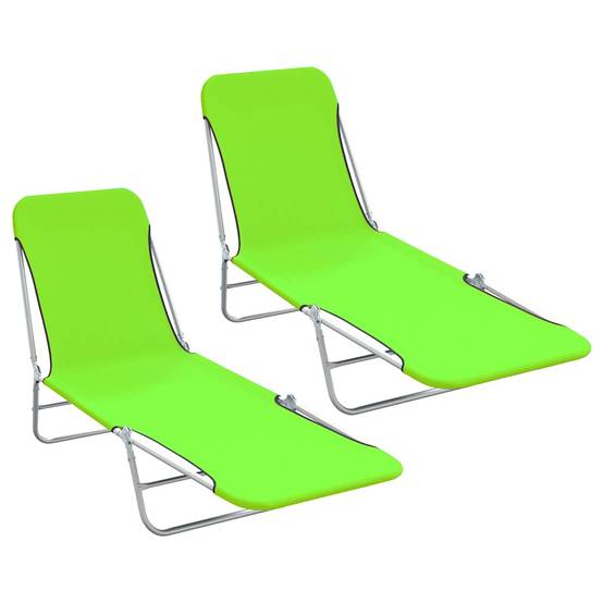 Lot de 2 Lits de Camp Pliants Acier et Tissu Vert – ComfortXL Outdoor Living - Image 1