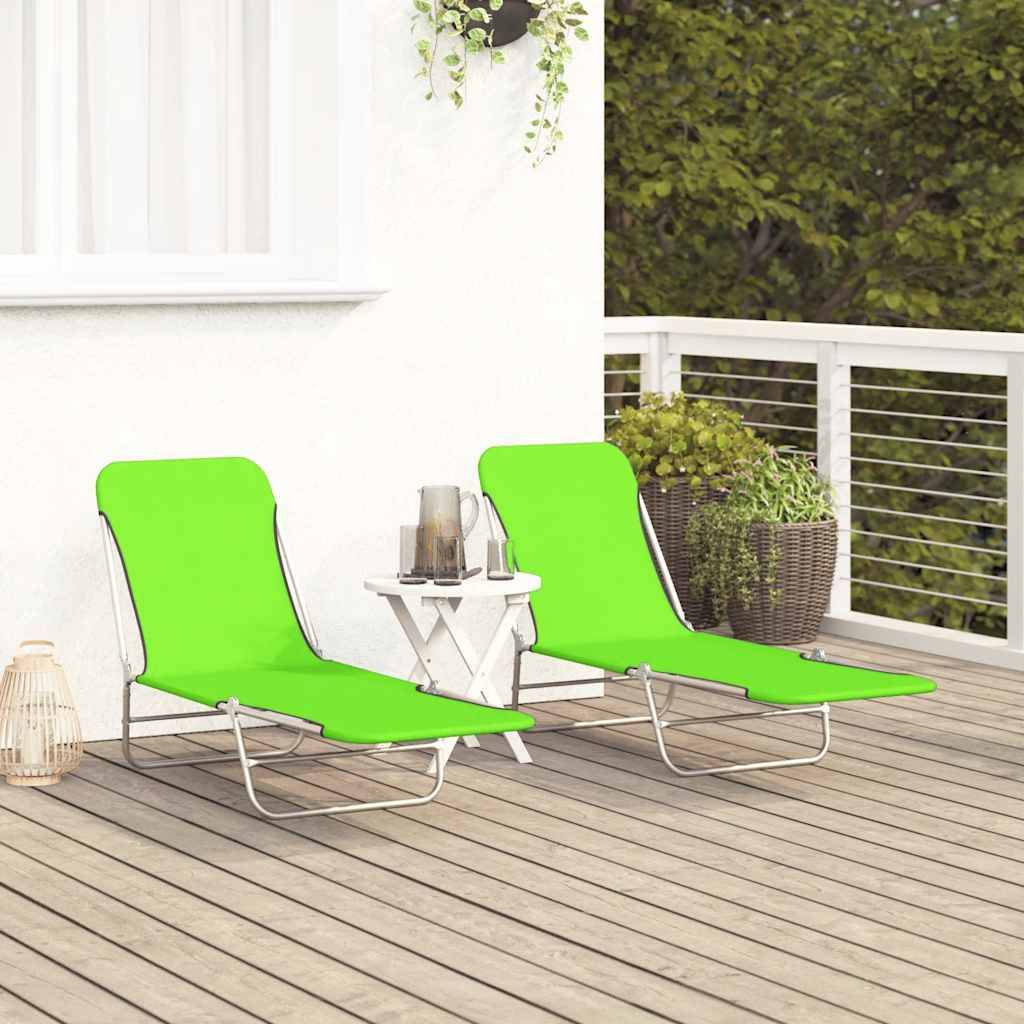 Lot de 2 Lits de Camp Pliants Acier et Tissu Vert – ComfortXL Outdoor Living - Image 2