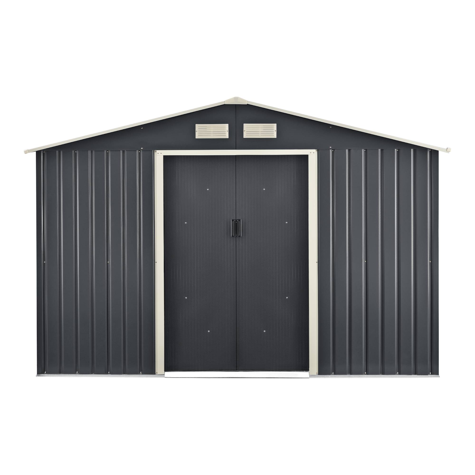 Abri de Jardin 277x191x192 cm Toit à Pignon Tôles en Acier Galvanisées Gris Foncé [en.casa] - Imagen 5