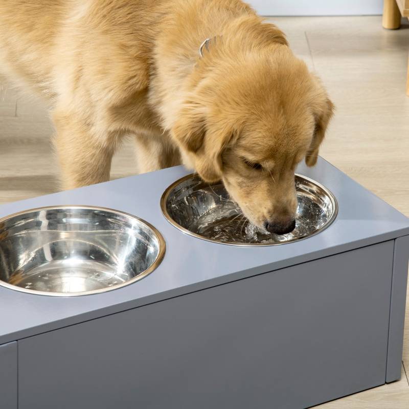 Gamelle En Céramique Pour Chien Et Chat Avec Support Pour Nourriture Et Eau, Ensemble De Gamelles Modernes Et Mignonnes Pour Animaux De Compagnie Bleu Gris 86489673