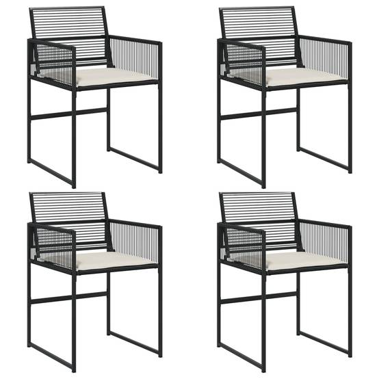 Chaise de jardin résine tressée noir avec coussins 50,5 x 51 x 81,5 cm - PANGIVO - Image 2