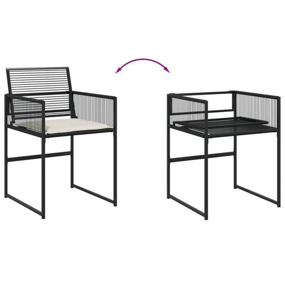Chaise de jardin résine tressée noir avec coussins 50,5 x 51 x 81,5 cm - PANGIVO - Image 8