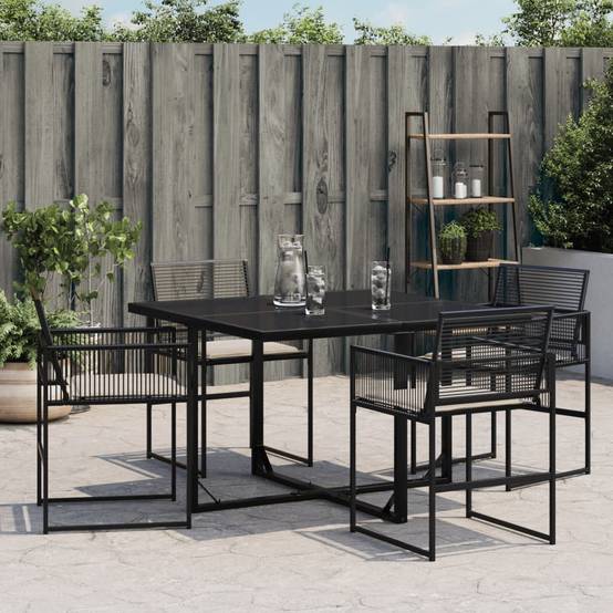 Chaise de jardin résine tressée noir avec coussins 50,5 x 51 x 81,5 cm - PANGIVO - Image 3