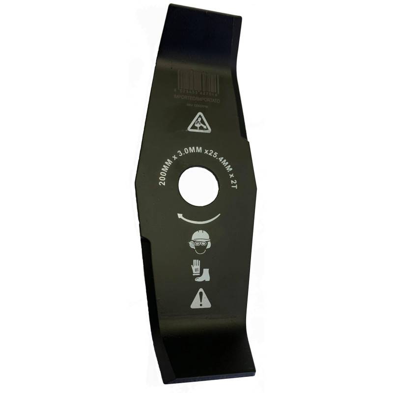 Lame Mushing pour débroussailleuse 2 dents courbée Longueur :200 mm épaisseur : 3 mm - Image 1