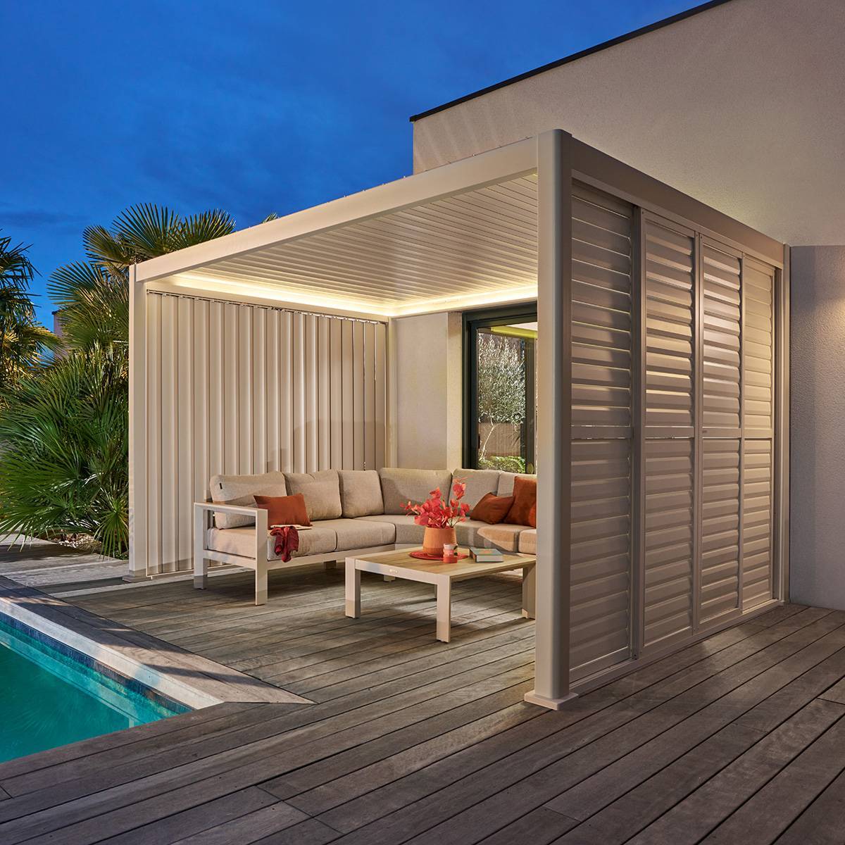 Hesperide - Pergola bioclimatique autoportante Evora 369x369x250,8cm argile - Hespéride - Image 1
