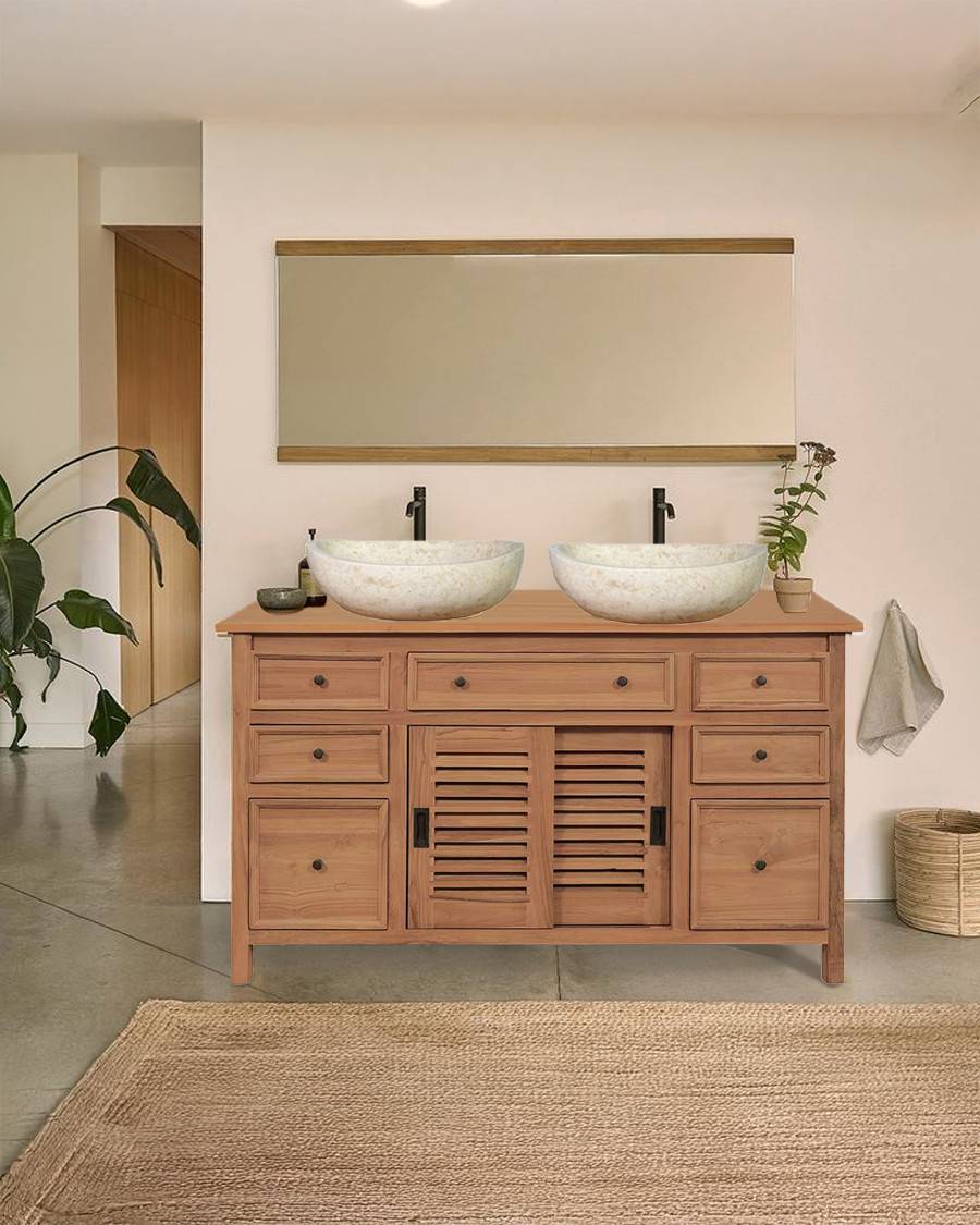 Savanna - Meuble  en teck portes persiennes - UNIQKA - Imagen 2