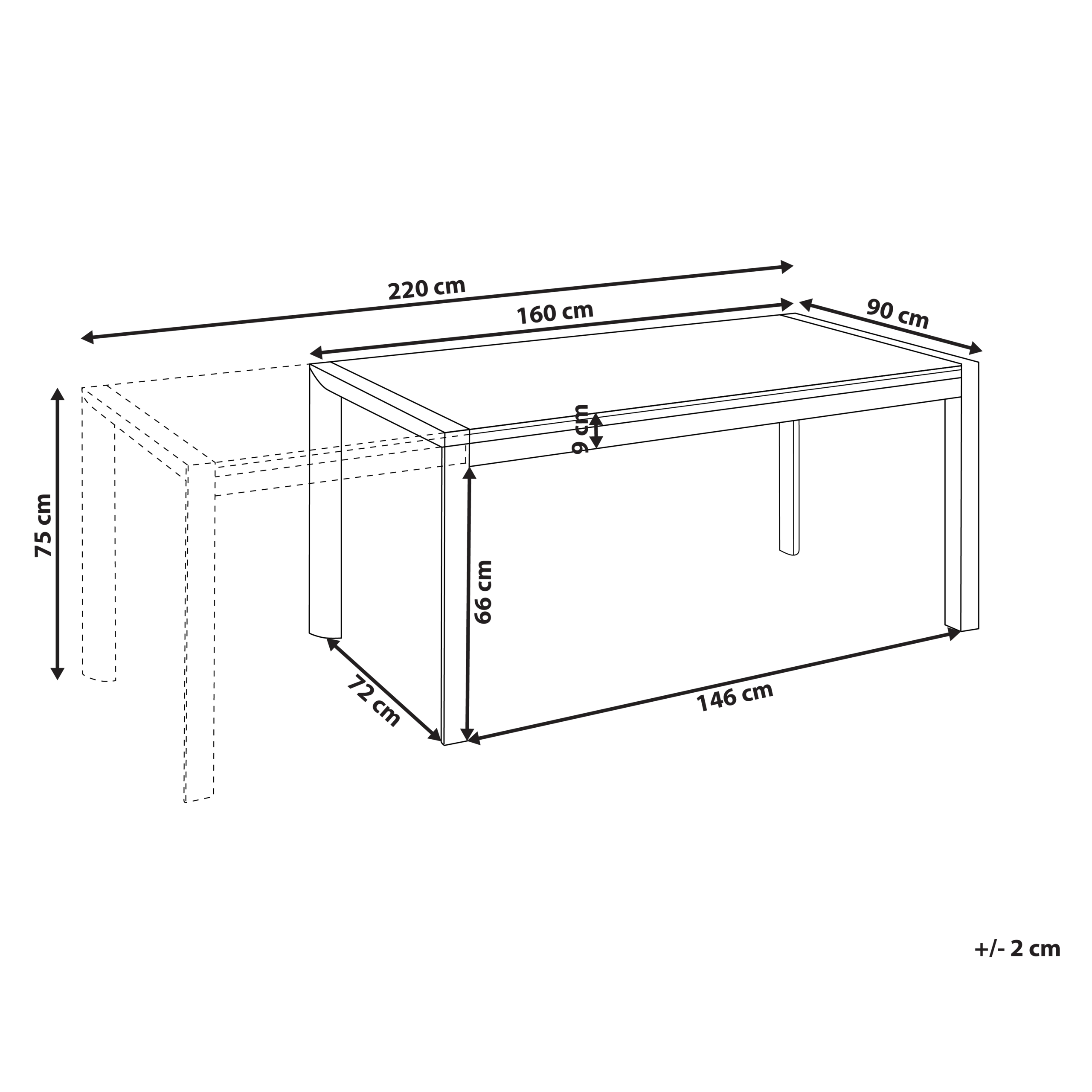 Beliani - Table de repas, 8 Personnes Panneau stratifié haute pression HPL Beige BINASCO - 90x220x75- Beliani - Image 2