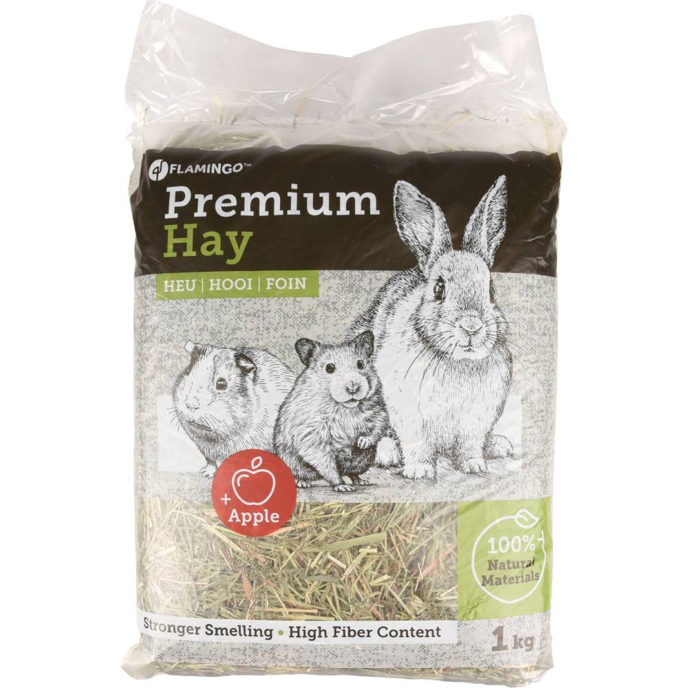 Flamingo - Foin de pré premium avec pommes 1 kg soit 30 litres pour rongeur - Imagen 1