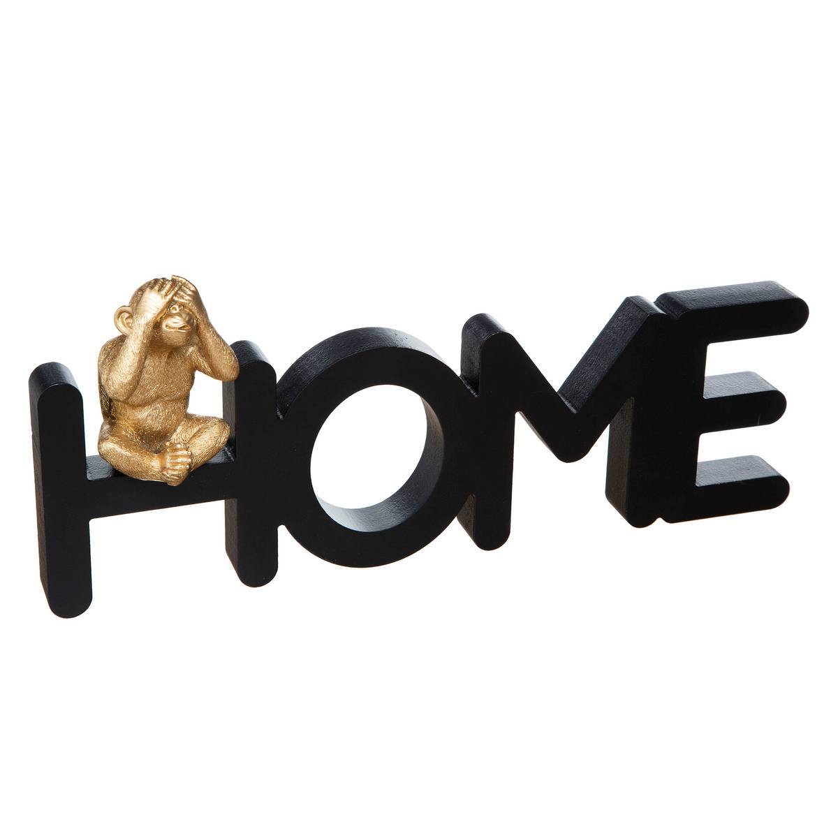 Atmosphera - Mot déco "Kama" singe bois noir 37,3x16cm - Atmosphera Créateur d'intérieur - Image 1