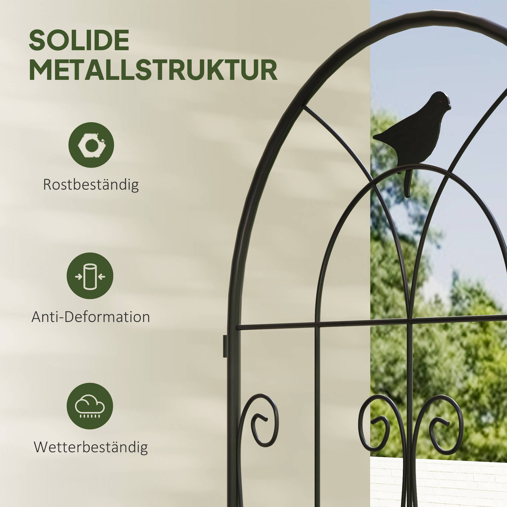 ComfortXL - Treillis de jardin métal noir 50 x 120 cm lot de 2 pour plantes grimpantes brise-vue motifs oiseaux décoratif - Image 7