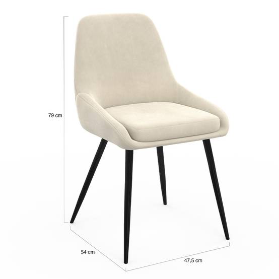 Lot de 6 chaises THALYA en velours beige avec accoudoirs - Image 6