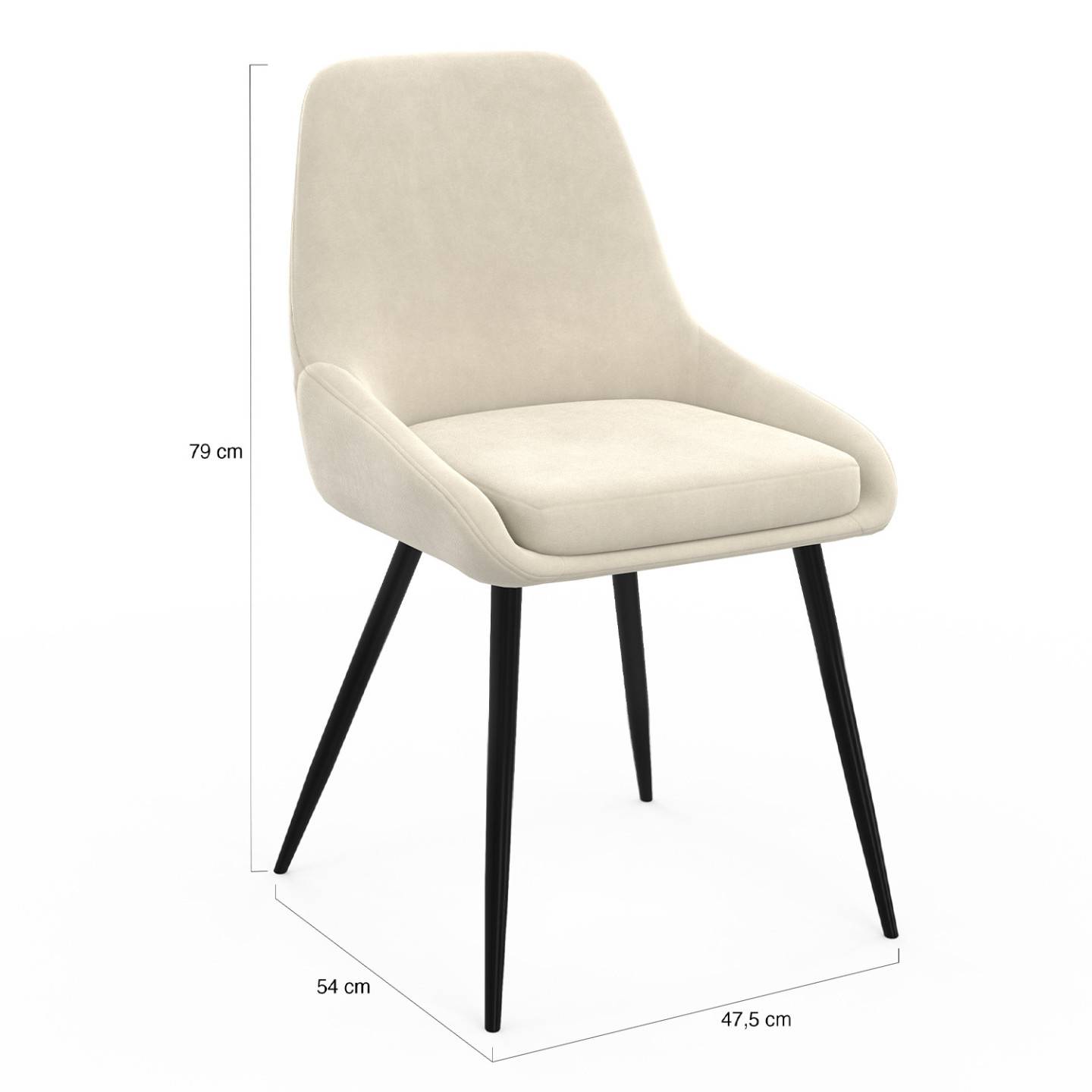 Lot de 6 chaises THALYA en velours beige avec accoudoirs - Image 6