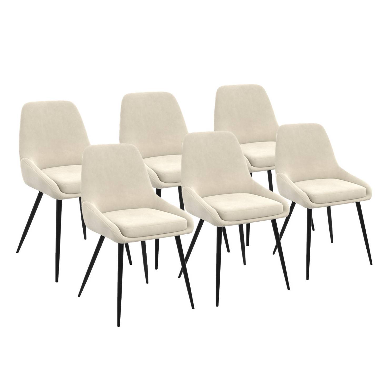 Lot de 6 chaises THALYA en velours beige avec accoudoirs - Image 2
