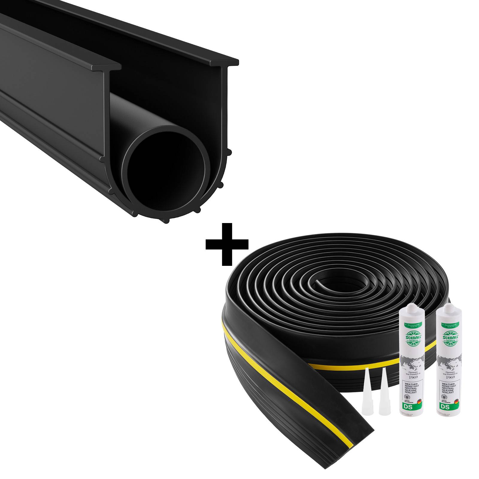 Vevor - VEVOR Joint porte garage 6m, seuil étanchéité U+O, 2pcs, PVC, adhésif, noir. - Image 1