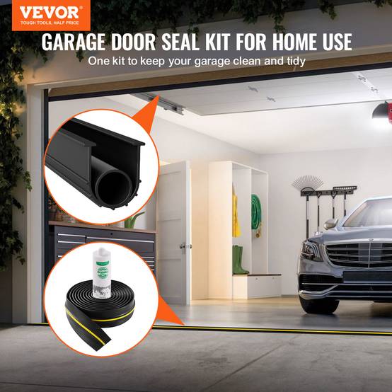 Vevor - VEVOR Joint porte garage 6m, seuil étanchéité U+O, 2pcs, PVC, adhésif, noir. - Image 2