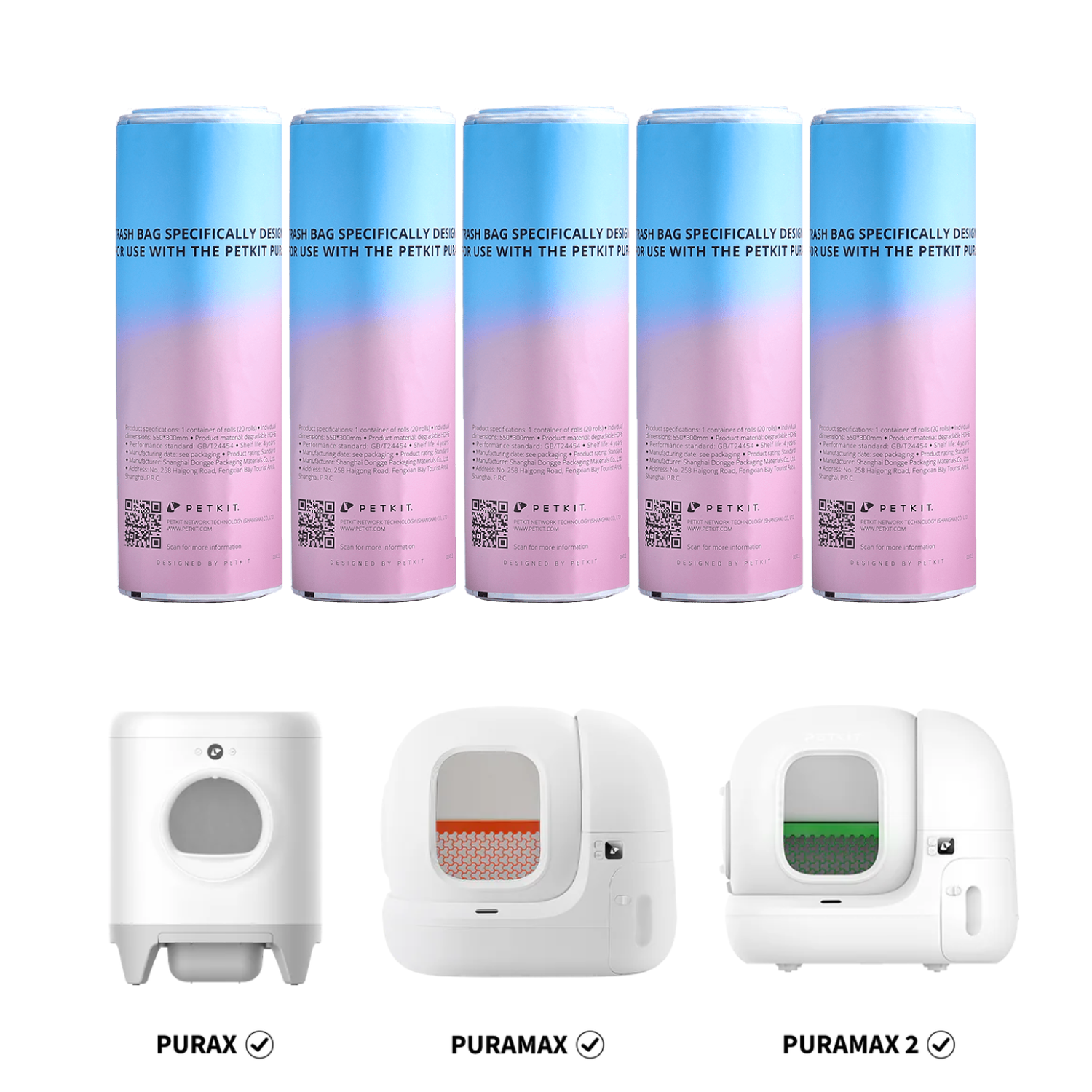 Petkit - Sacs poubelles pour litière PuraMax et Pura X - Lots de 5 rouleaux PETKIT - Imagen 1