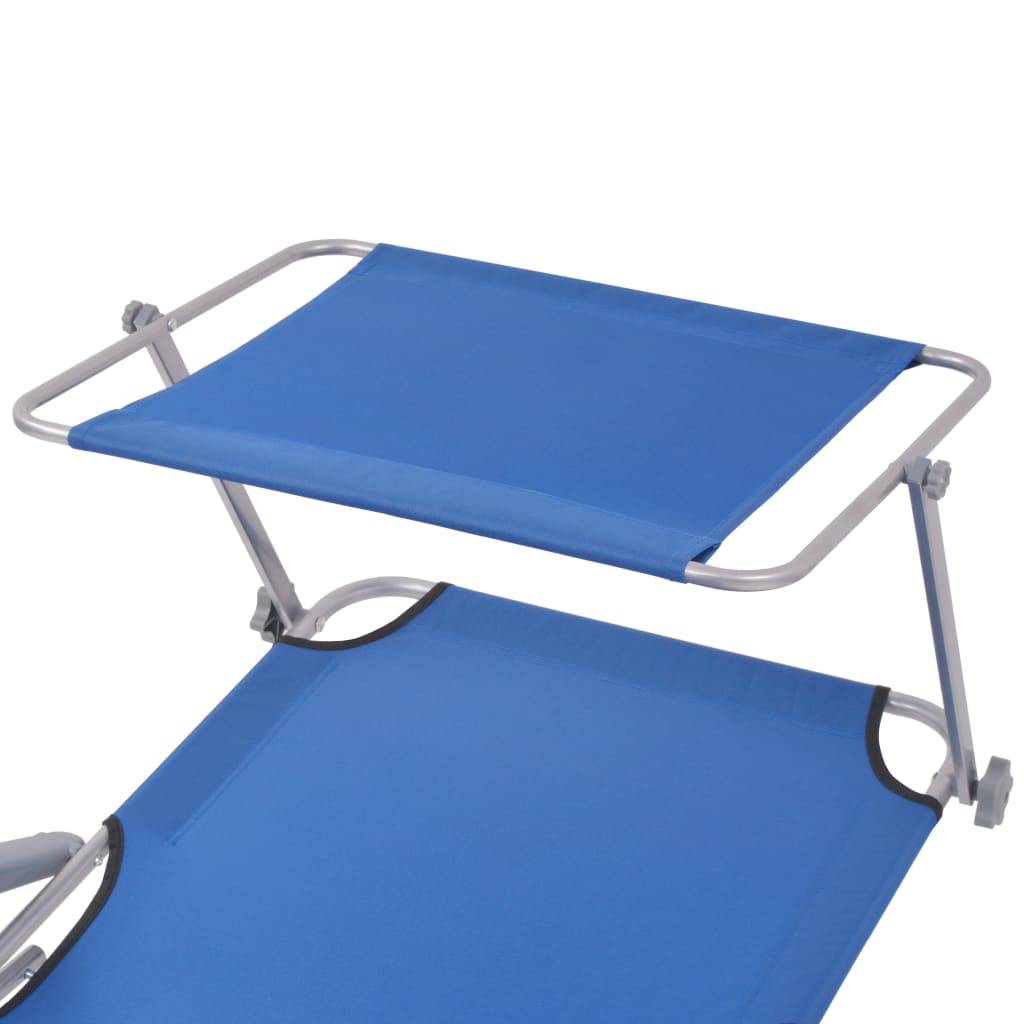 Helloshop26 - Transat chaise longue bain de soleil lit de jardin terrasse meuble d'extérieur avec auvent acier bleu - Imagen 4
