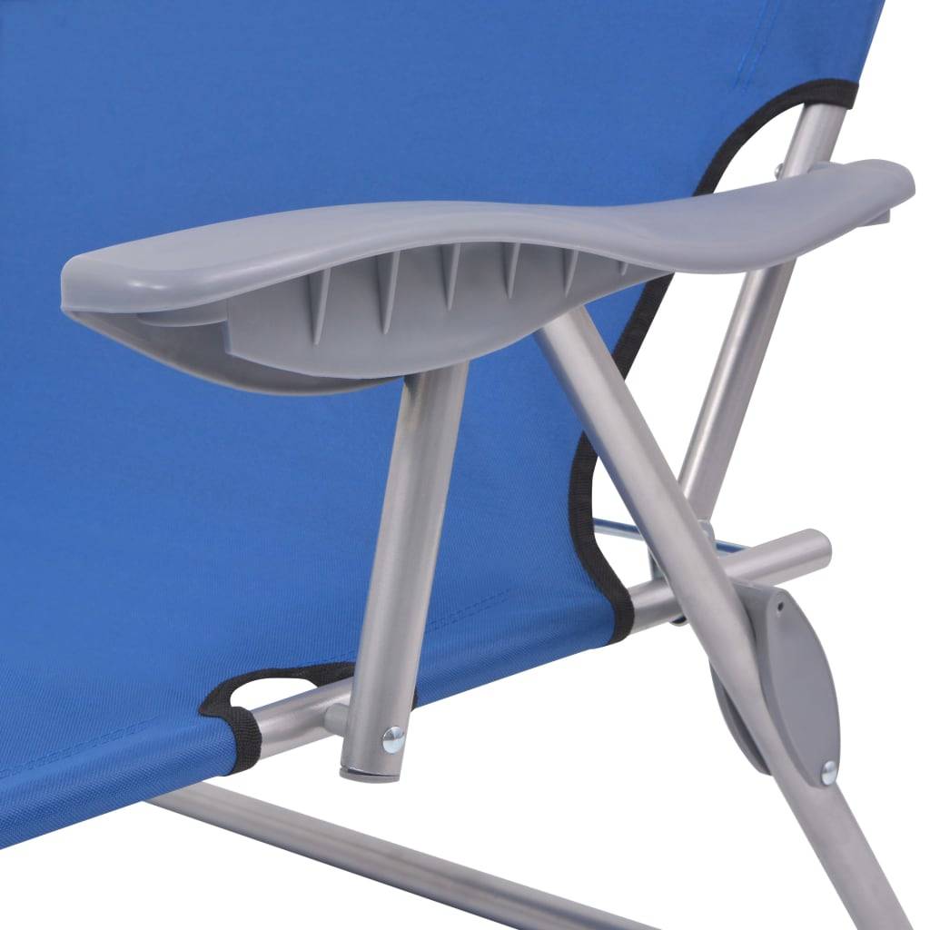 Helloshop26 - Transat chaise longue bain de soleil lit de jardin terrasse meuble d'extérieur avec auvent acier bleu - Imagen 5