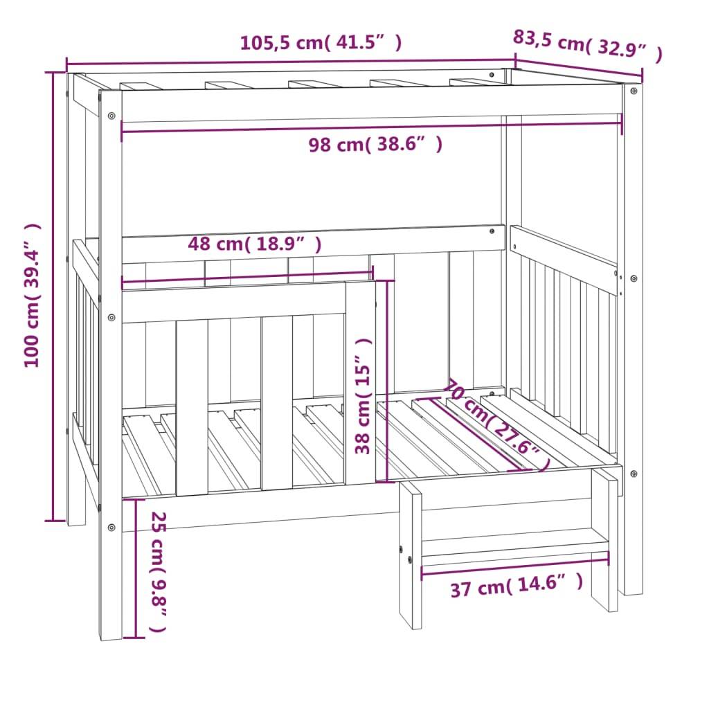 Vidaxl - Lit pour chien Marron miel 105,5x83,5x100 cm Bois de pin solide vidaXL 822390 - Imagen 3