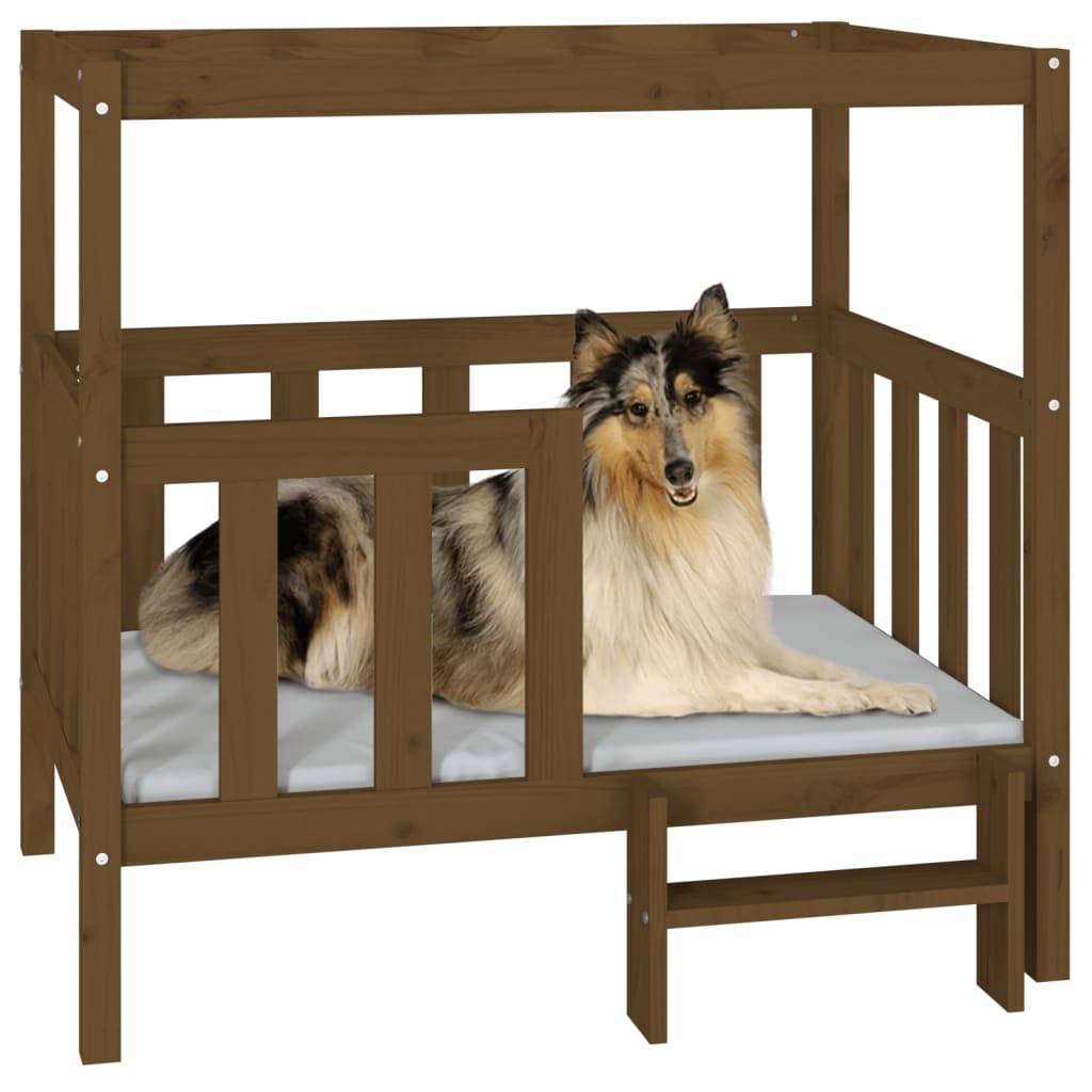 Vidaxl - Lit pour chien Marron miel 105,5x83,5x100 cm Bois de pin solide vidaXL 822390 - Imagen 5