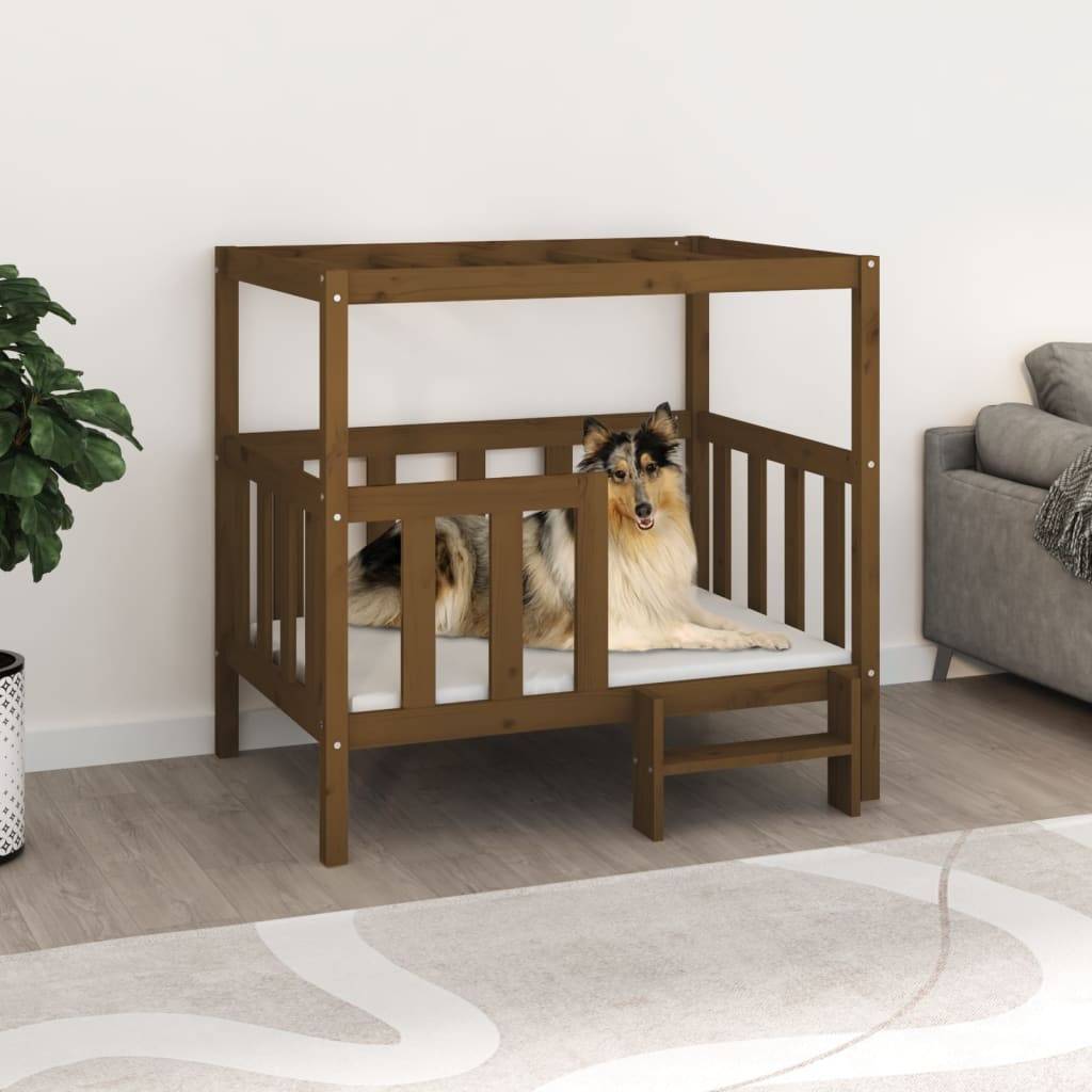 Vidaxl - Lit pour chien Marron miel 105,5x83,5x100 cm Bois de pin solide vidaXL 822390 - Imagen 1