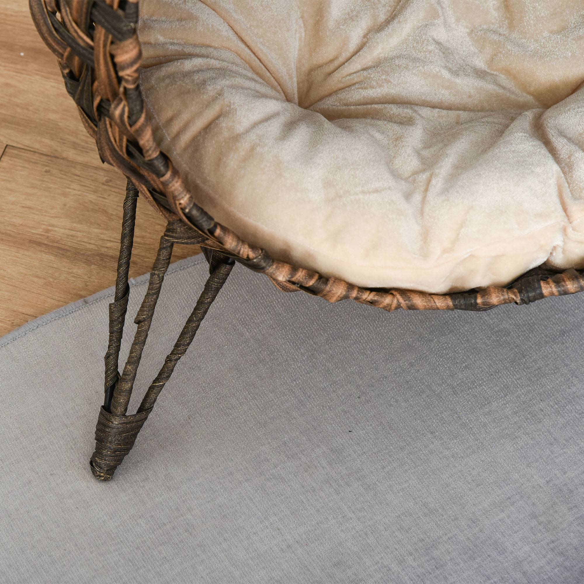 Sans Marque - Maison pour chat en rotin avec coussin, lit pour chat, niche pour chat avec pieds surélevés, marron, Ø52 x 58 cm - Image 10