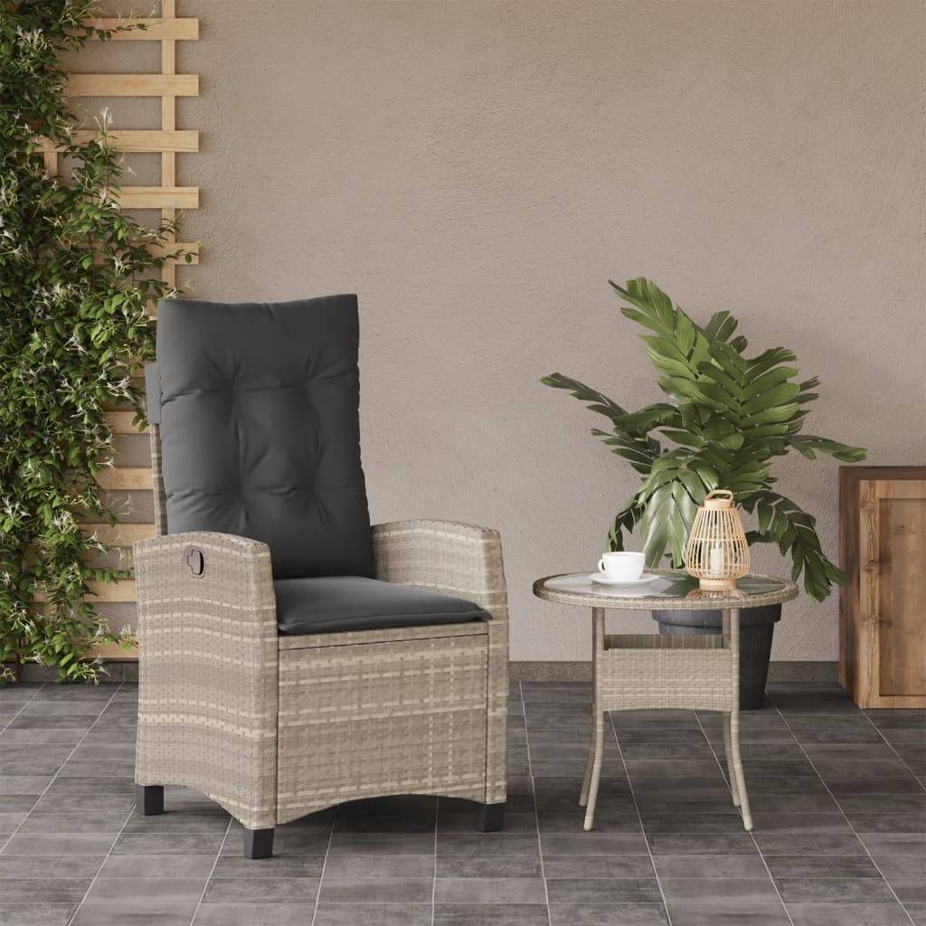 Fauteuil de Jardin Relax Résine Tressée Dossier Inclinable pour Balcon Terrasse Gris Clair – ComfortXL Outdoor Living - Image 3