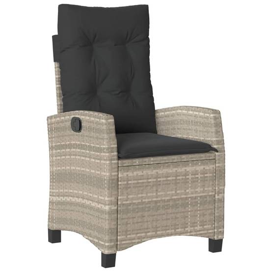 Fauteuil de Jardin Relax Résine Tressée Dossier Inclinable pour Balcon Terrasse Gris Clair – ComfortXL Outdoor Living - Image 2