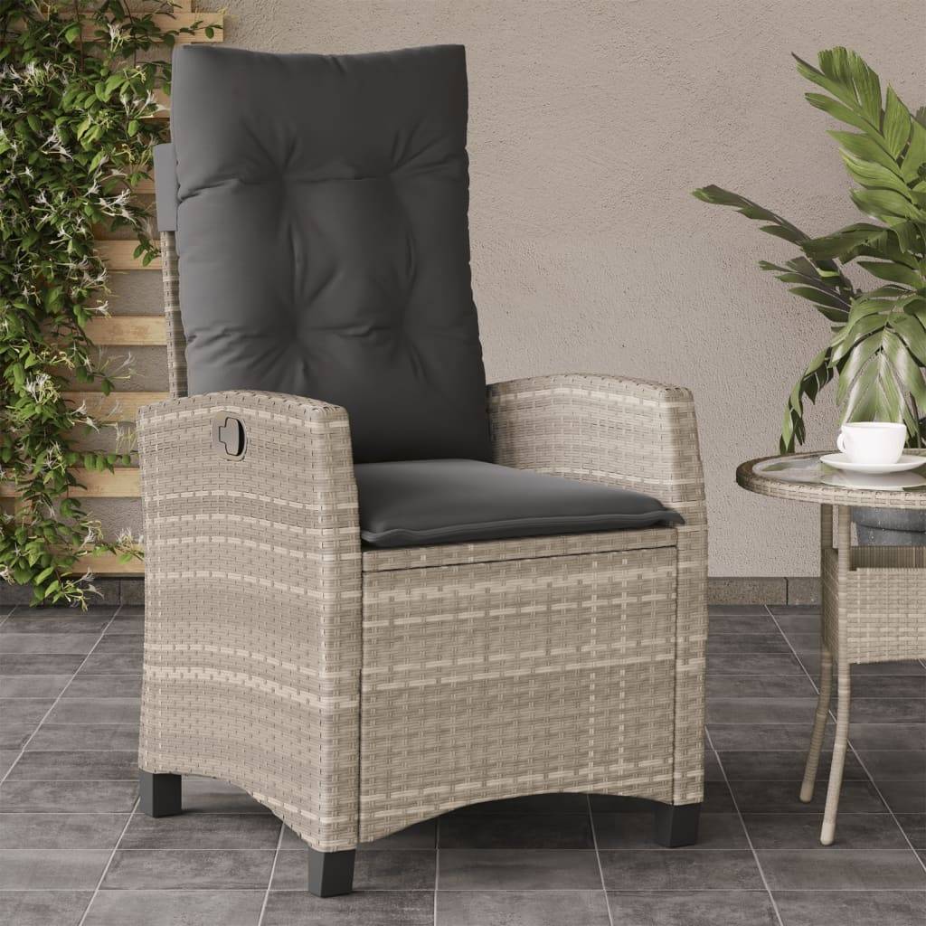Fauteuil de Jardin Relax Résine Tressée Dossier Inclinable pour Balcon Terrasse Gris Clair – ComfortXL Outdoor Living