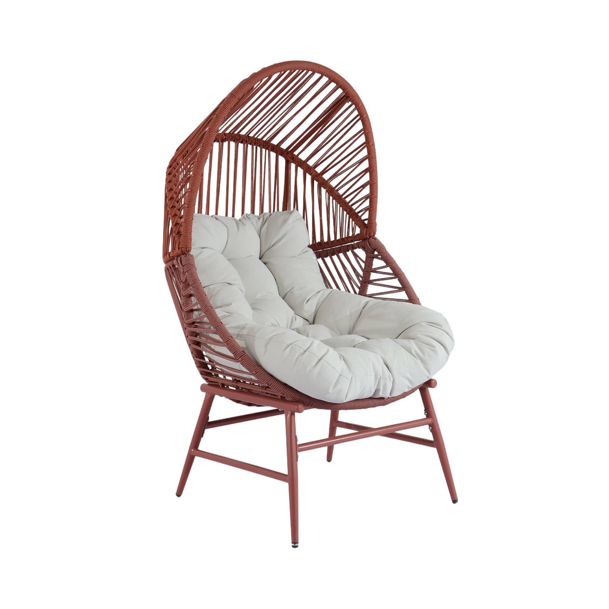 sweeek - Fauteuil oeuf de jardin acier et résine tressée terracotta - Ovoa | sweeek - Image 2