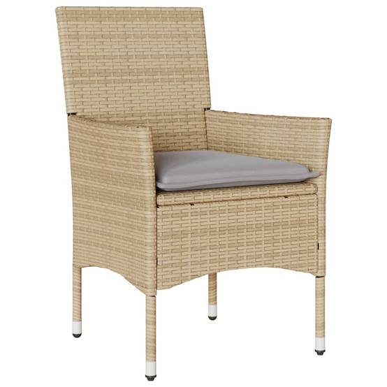 ComfortXL - Petit Salon de Jardin 5 Pièces Résine Tressée Beige Table Ronde Verre 60cm Coussins Gris – ComfortXL Outdoor Living - Image 3