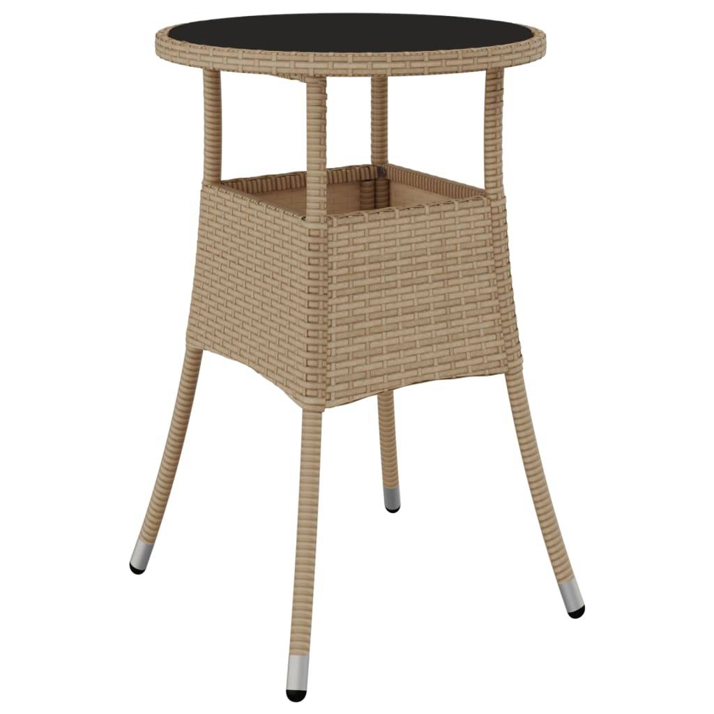 ComfortXL - Petit Salon de Jardin 5 Pièces Résine Tressée Beige Table Ronde Verre 60cm Coussins Gris – ComfortXL Outdoor Living - Image 4