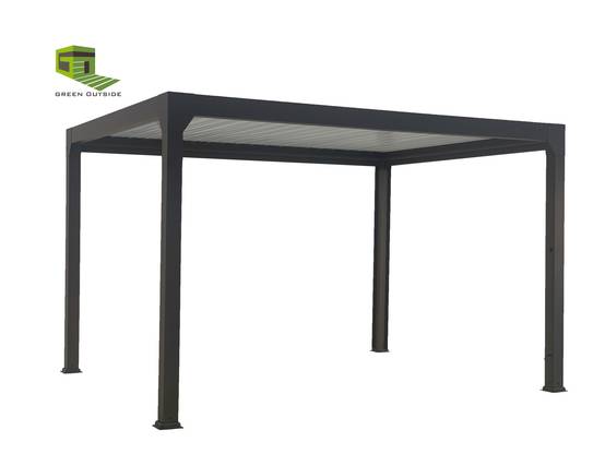 Pergola ALUMINIUM 12m² Bioclimatique 4x3 ACTUAL Gris Sable RAL2900 motorisée avec éclairage LED intégré by Green Outside - Image 2