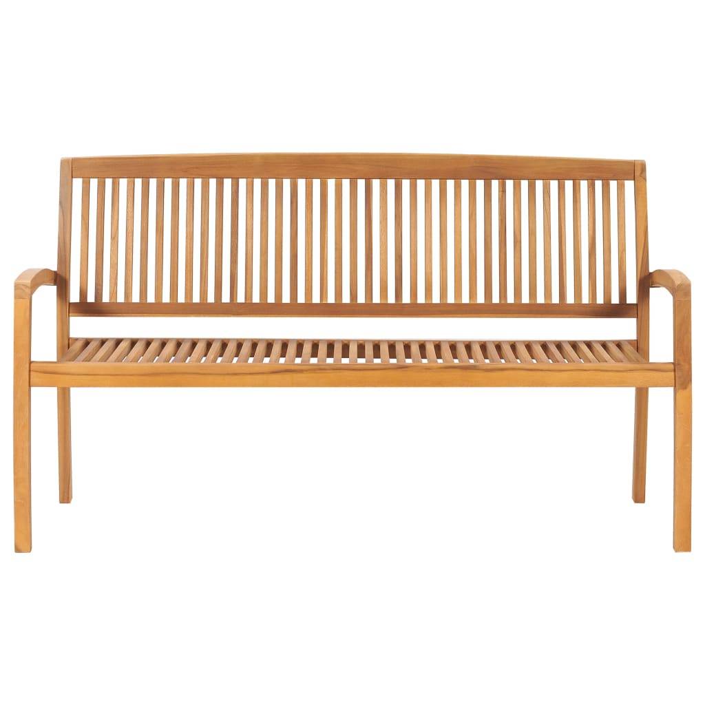 Helloshop26 - Banc de jardin meuble de patio d'extérieur terrasse empilable et coussin 159 cm bois de teck massif - Imagen 3