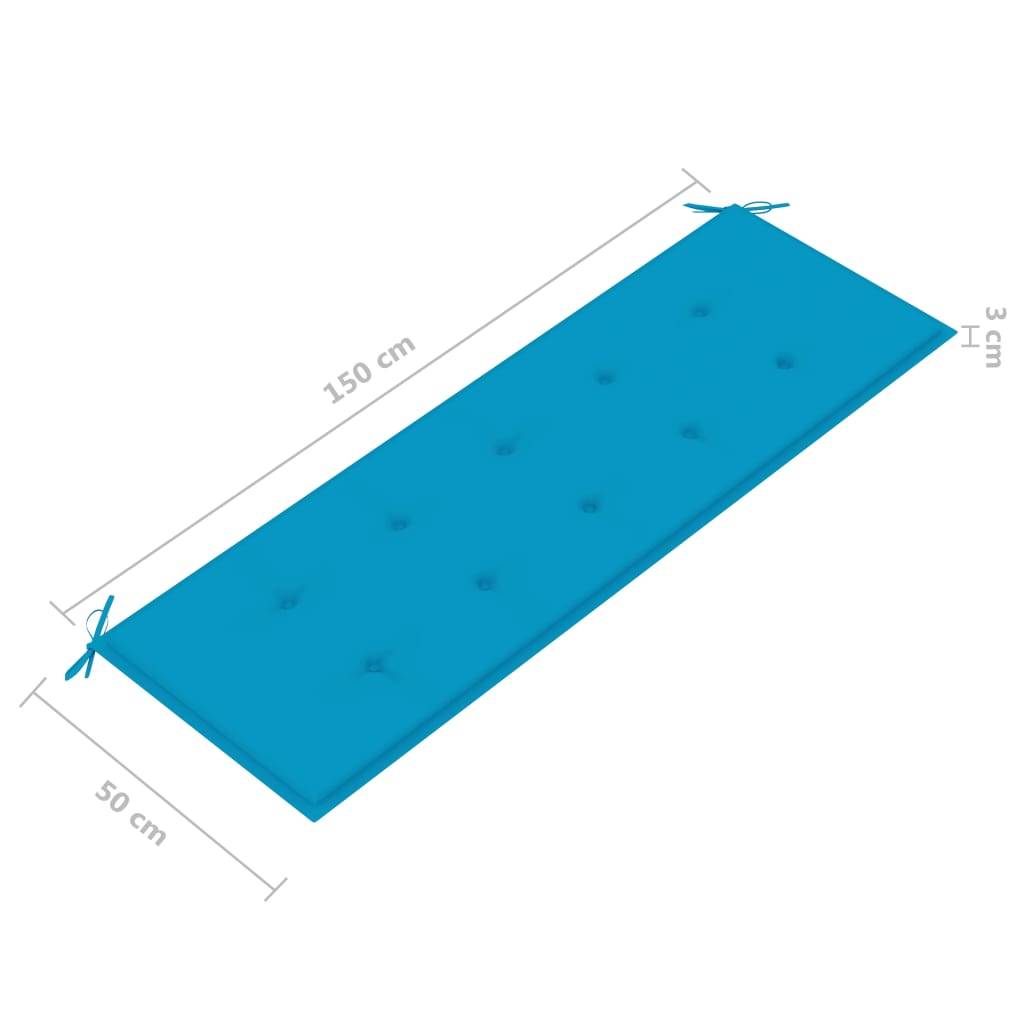 Helloshop26 - Banc de jardin meuble de patio d'extérieur terrasse empilable et coussin 159 cm bois de teck massif - Imagen 8