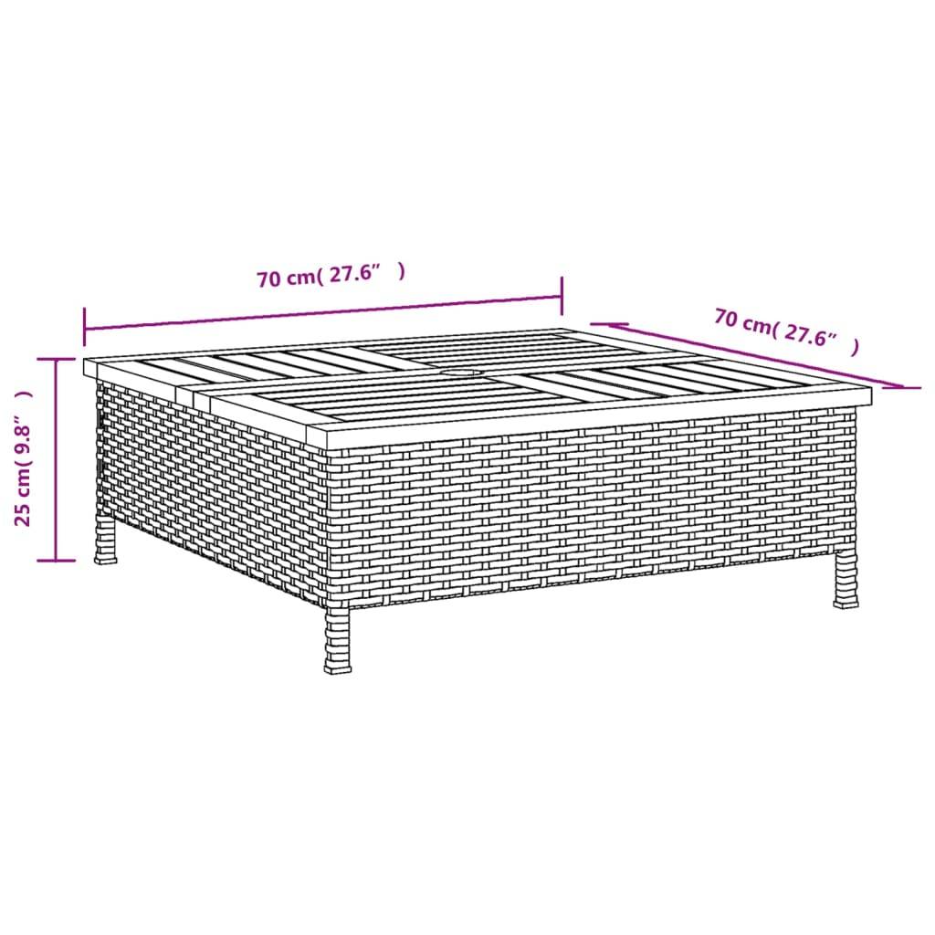 PANGIVO - Table de jardin noire résine tressée et bois acacia 70 x 70 x 25 cm - PANGIVO - Image 10