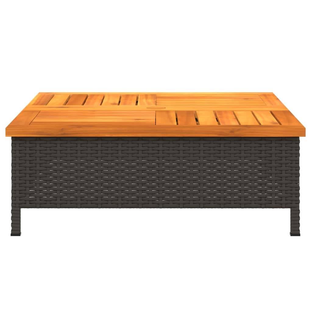 PANGIVO - Table de jardin noire résine tressée et bois acacia 70 x 70 x 25 cm - PANGIVO - Image 5
