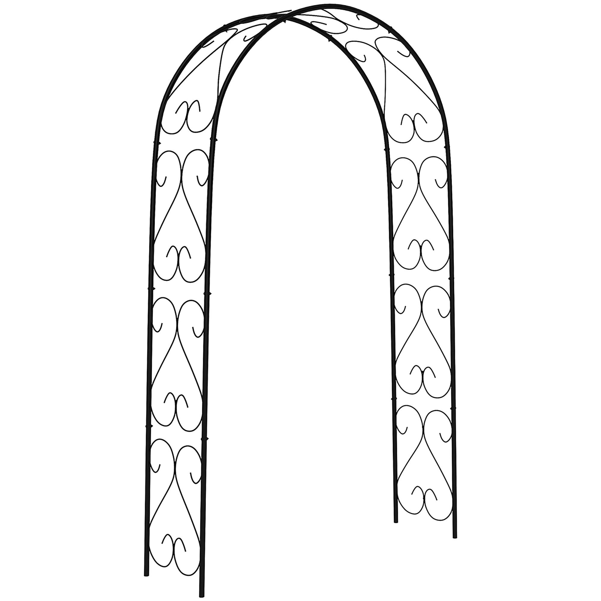 Arche de jardin acier extérieur support plantes grimpantes décoratif 125x37x230cm noir - ComfortXL Outdoor Living - Image 1