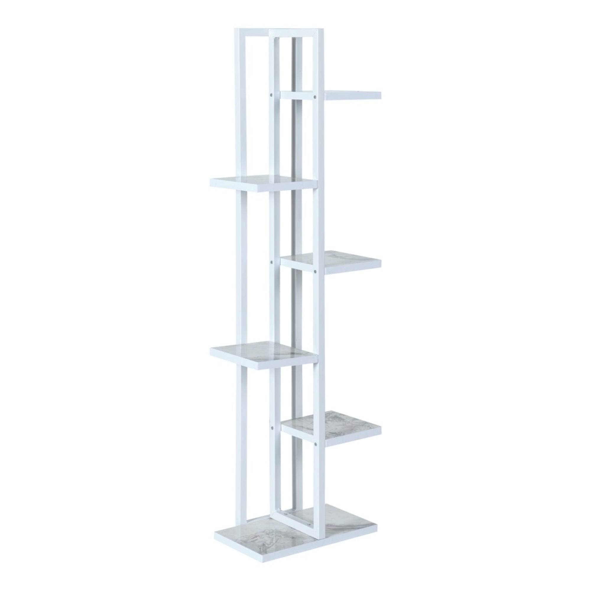 Helloshop26 - Support de plantes à 5 niveaux 120 x 34 x 21 cm marbre blanc / blanc - Image 1