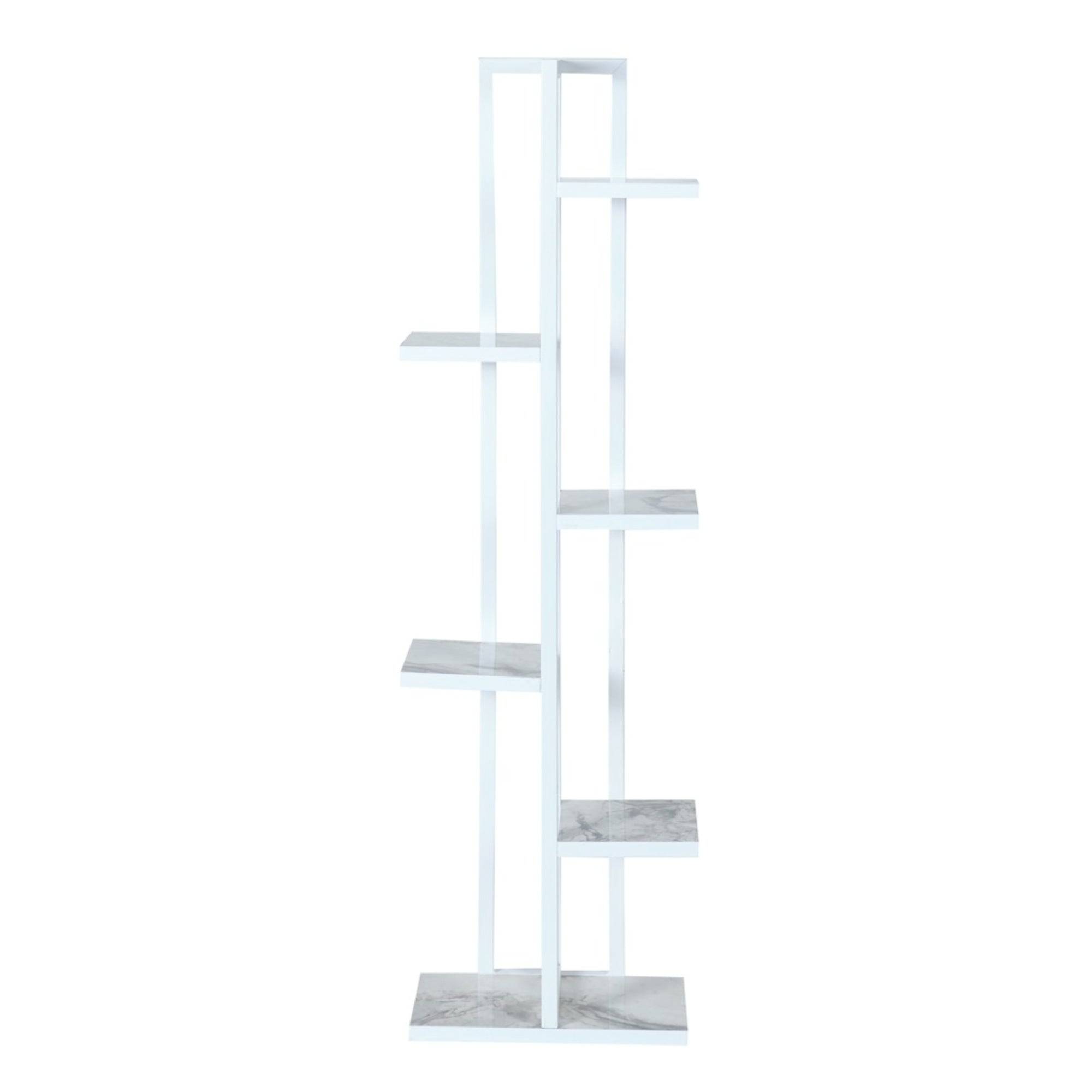 Helloshop26 - Support de plantes à 5 niveaux 120 x 34 x 21 cm marbre blanc / blanc - Imagen 3