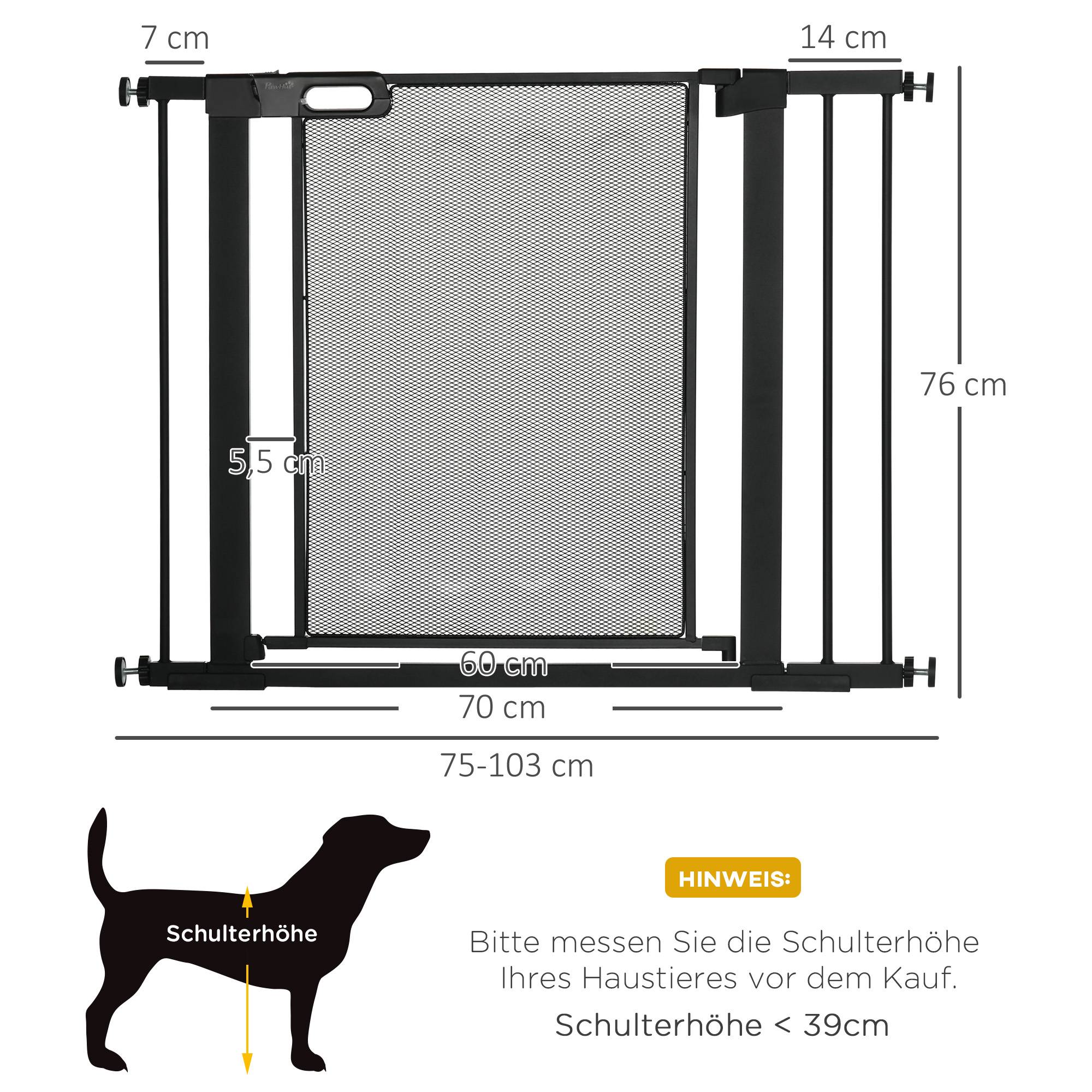 Barrière de sécurité escalier pour animal, réglable 75-103 cm, noir - Image 5
