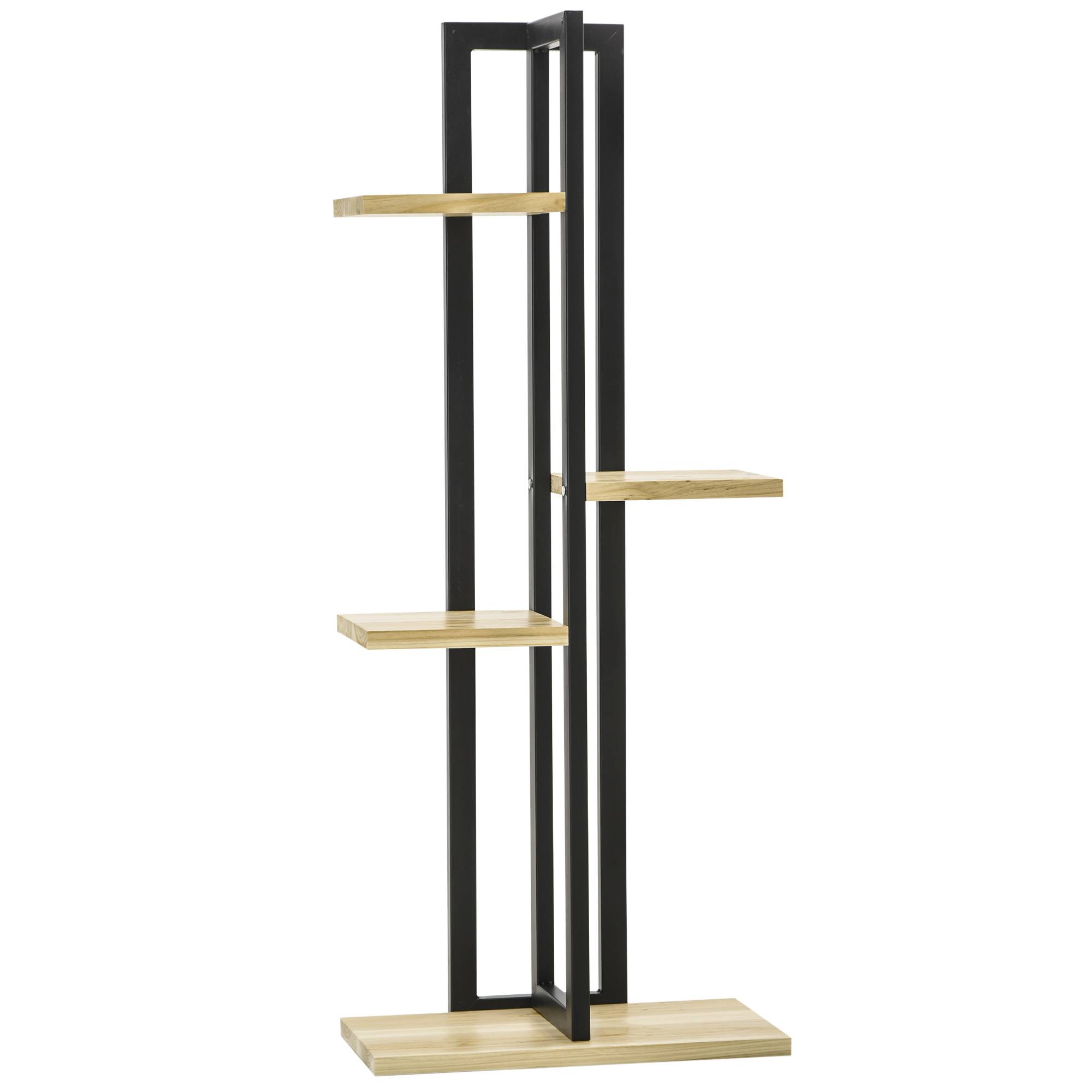 Étagère à plantes bois métal balcon salon 4 niveaux style industriel 45x25x110cm - ComfortXL Outdoor Living - Image 2