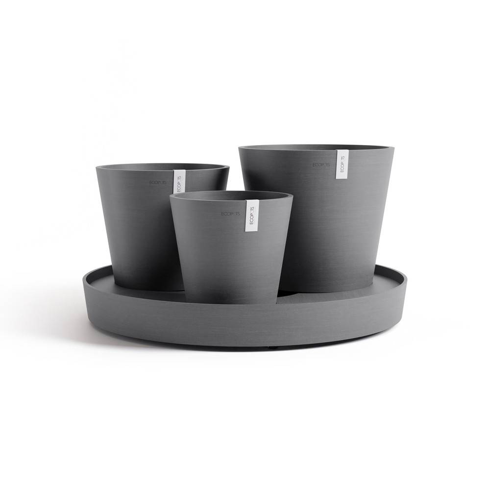 Ecopots - Ensemble de 3 pots Dubai Gris - Ø 57 x H. 30 cm - support à roulettes ECOPOTS - Imagen 1