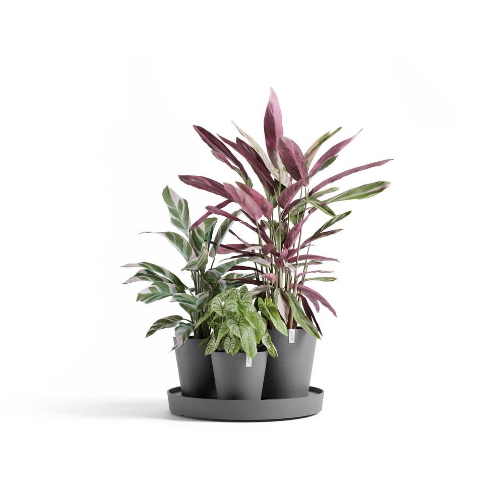 Ecopots - Ensemble de 3 pots Dubai Gris - Ø 57 x H. 30 cm - support à roulettes ECOPOTS - Imagen 2