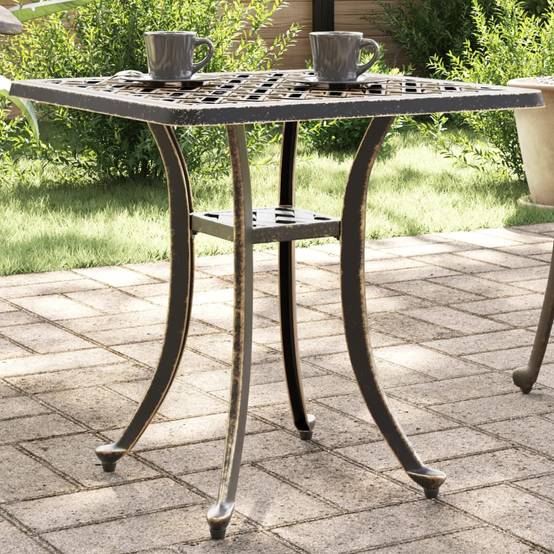Table de jardin aluminium coulé bronze 53 x 53 x 53 cm, Poids :4.85kg - PANGIVO - Image 1