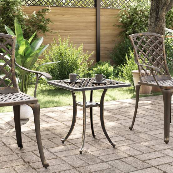 Table de jardin aluminium coulé bronze 53 x 53 x 53 cm, Poids :4.85kg - PANGIVO - Image 3